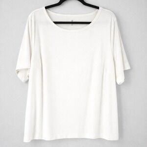 Talbots T-Shirt Women's Size 2X White Short Sleeve Rayon Blend Basic Minimalist